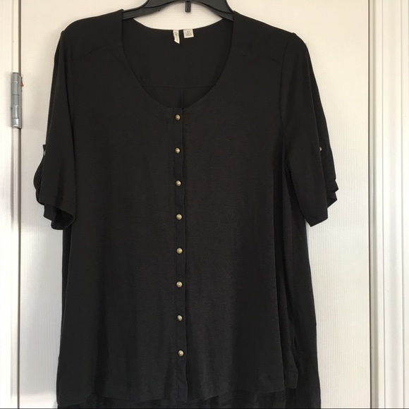Cato Tops - Cato Women's Button Down Shirt Size M Black -C7